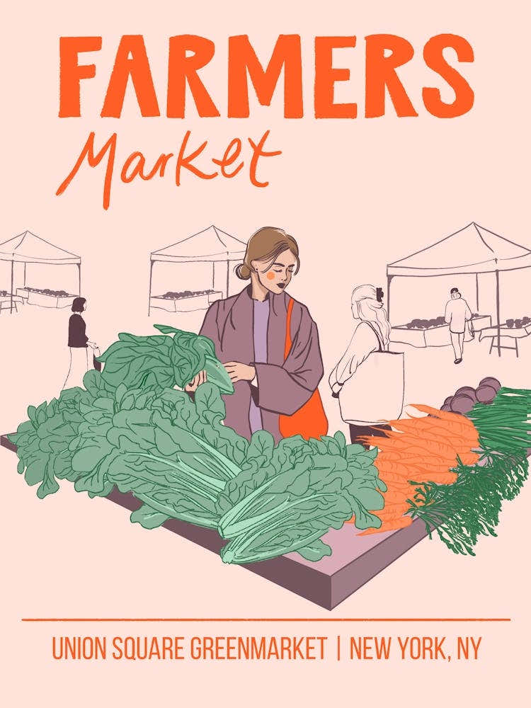 NYC Union Square Farmers Market Vintage Poster