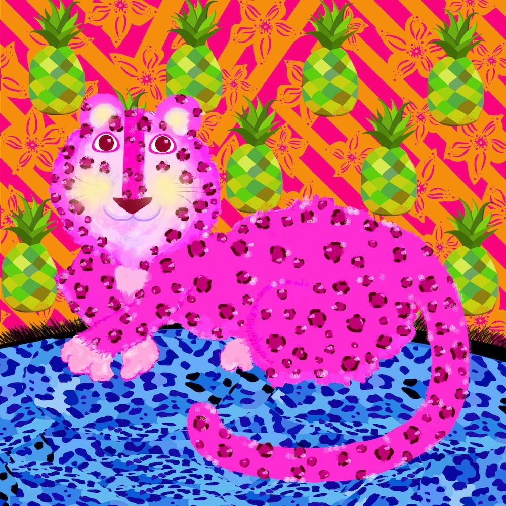 Pink Leopard Square