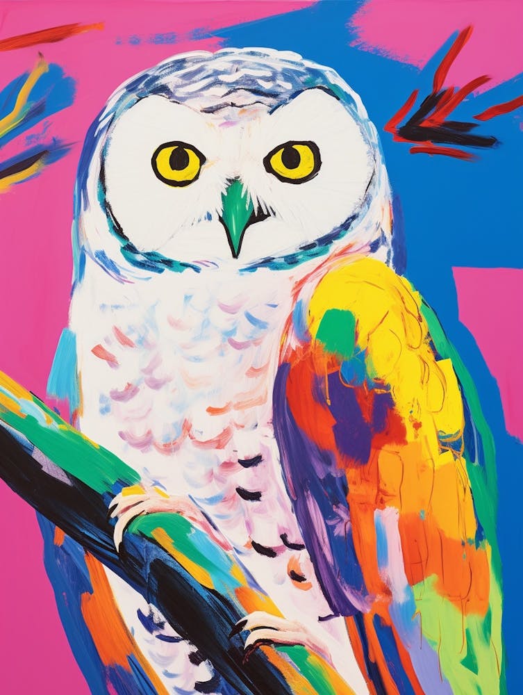 Colourful Bird Painting Snowy Owl 1