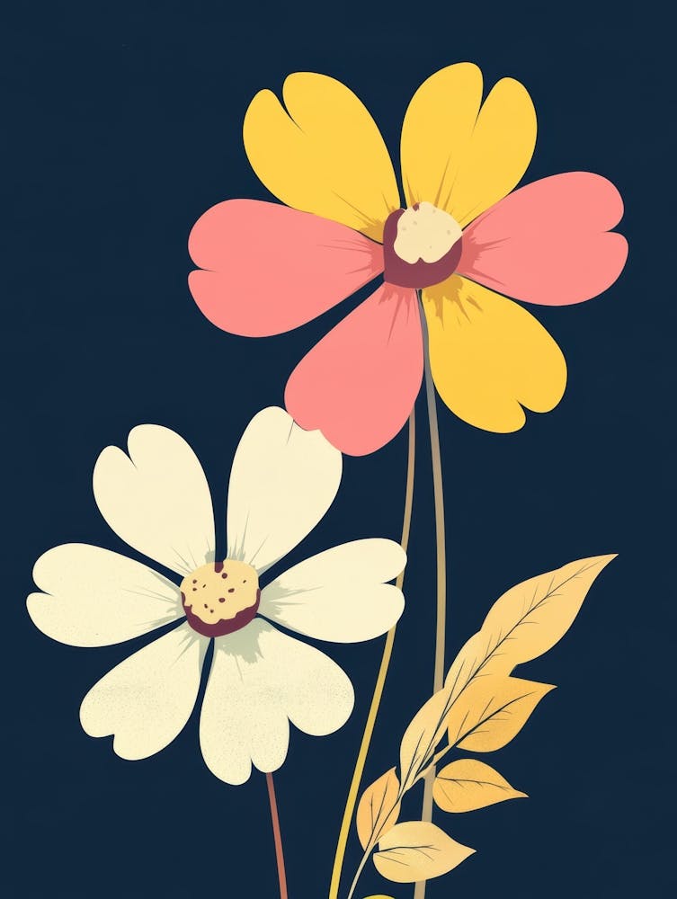 Flowers On A Blue Background 6