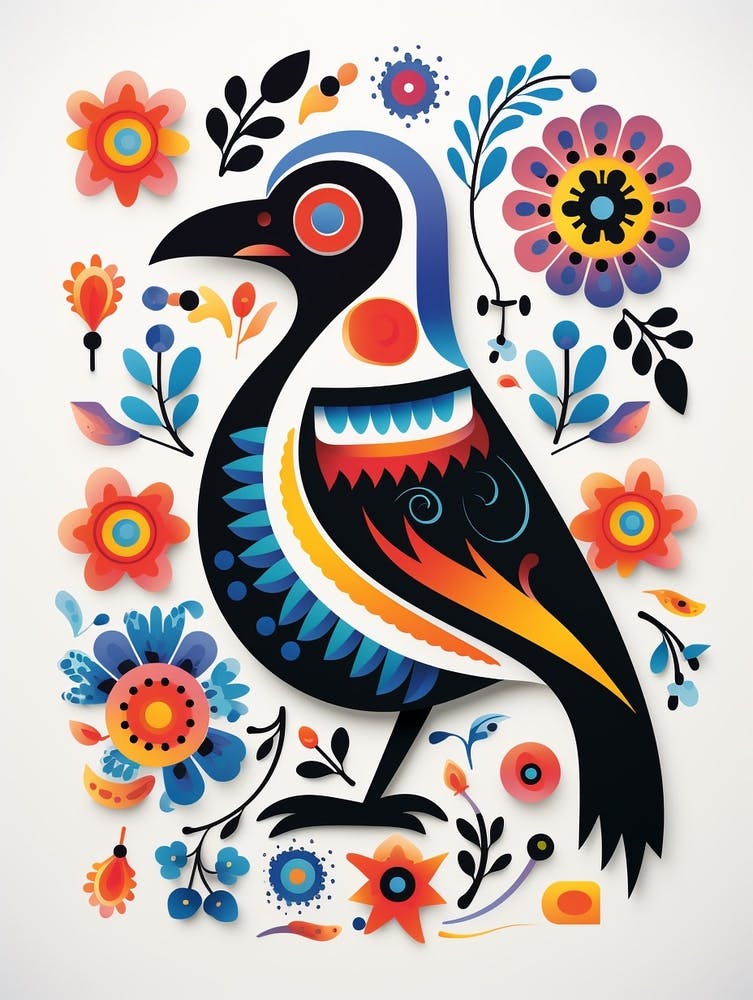 Scandinavian Bird Illustration Crow 3