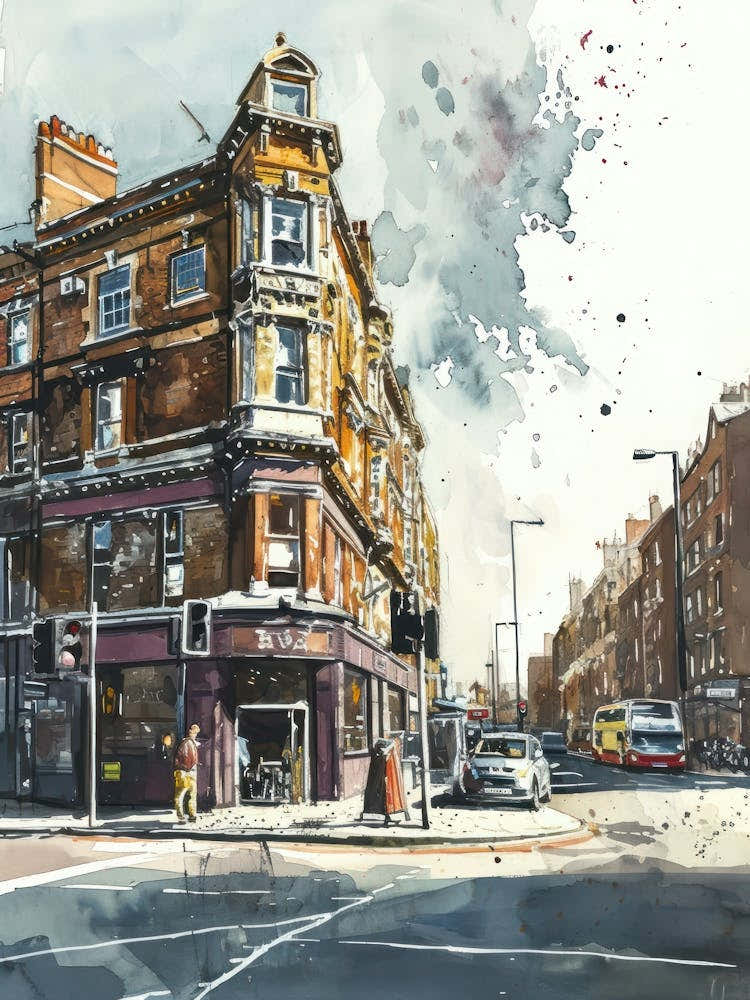 Croydon London Borough   Street Watercolour 1