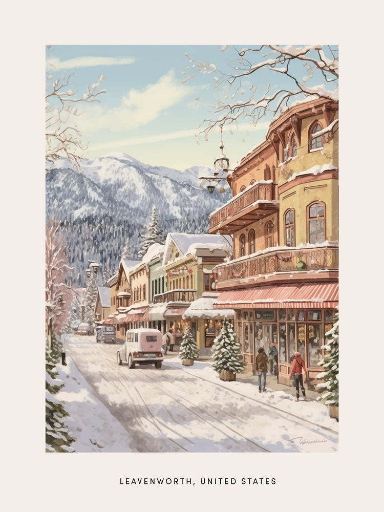 Vintage Winter Poster Leavenworth Washington 2