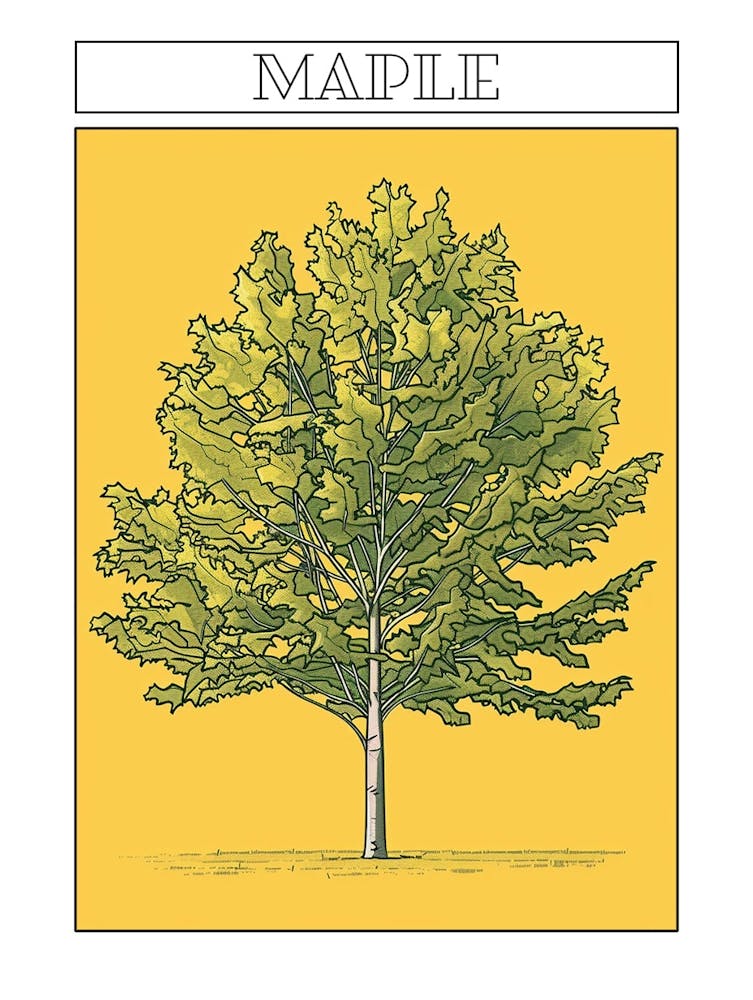 Maple Tree Minimalistic Drawing 4 Poster