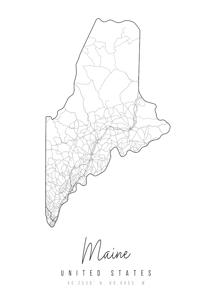 Maine Minimal Street Map