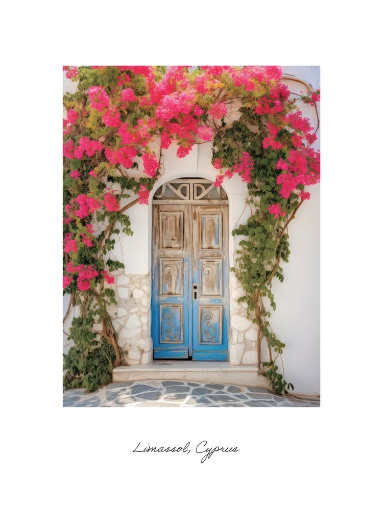 Limassol, Cyprus   Mediterranean Doors Watercolour Painting 3 Poster