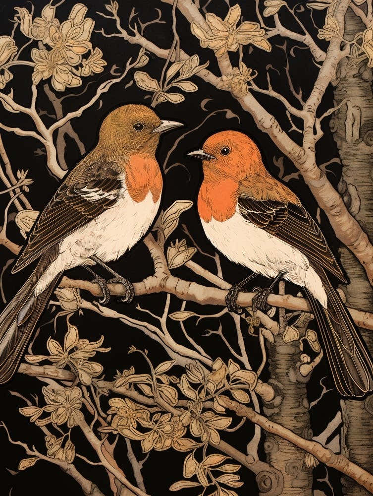 Two Birds Art Nouveau Poster 14