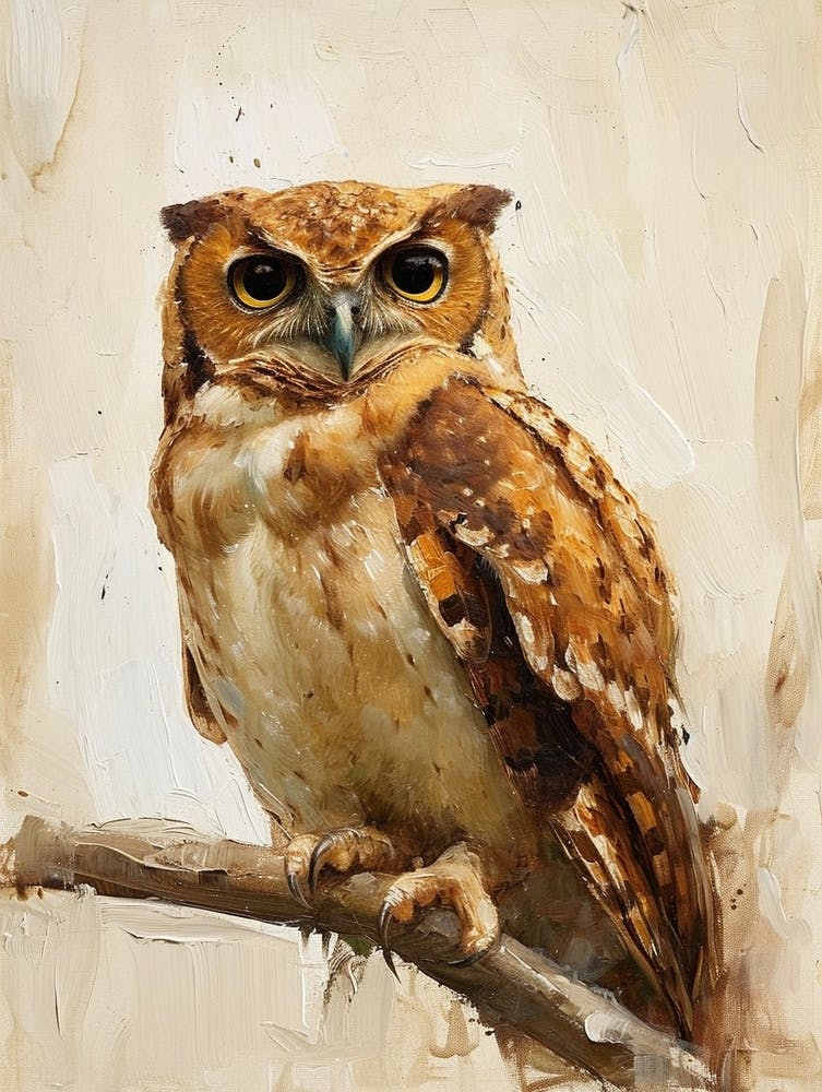 Burmese Fish Owl Painting 1