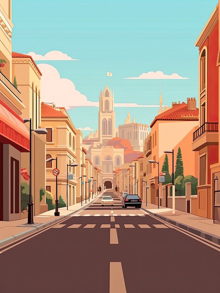 Nice, France, Flat Illustration 2