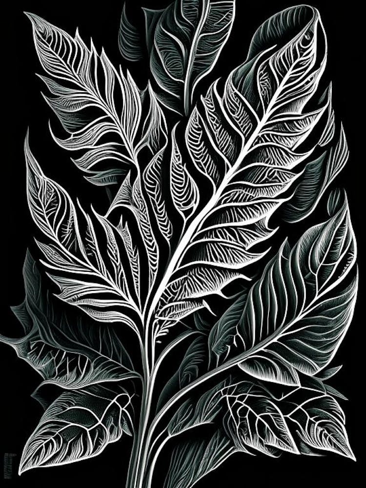 Sage Leaf Linocut