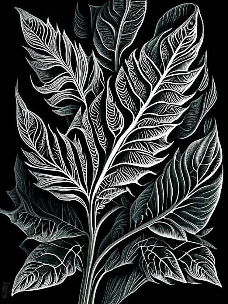 Sage Leaf Linocut