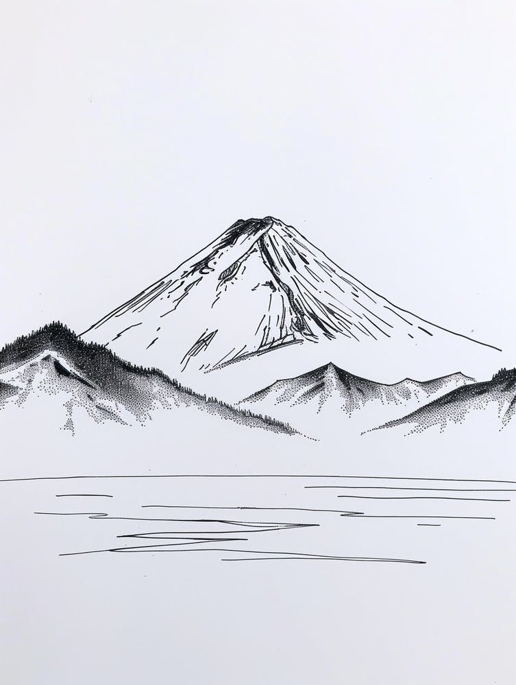 Mount Fuji Japan Line Drawing 1