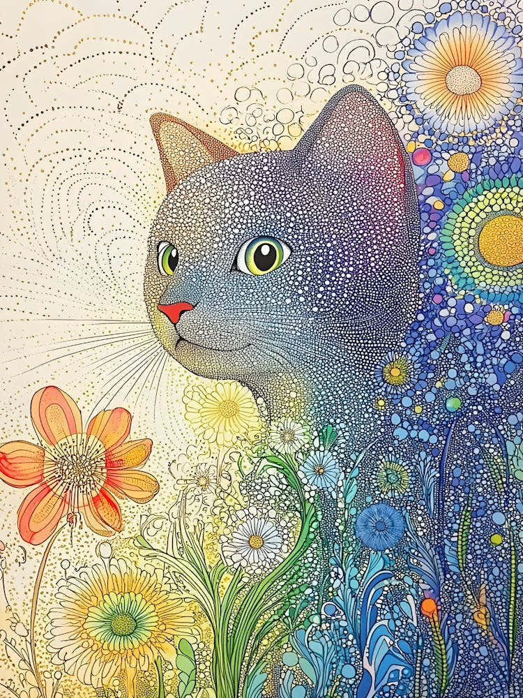 Cat With Flowers