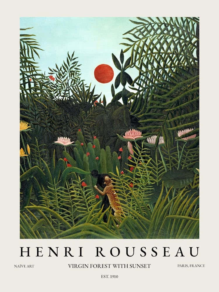 Henri Rousseau Virgin Forest With Sunset