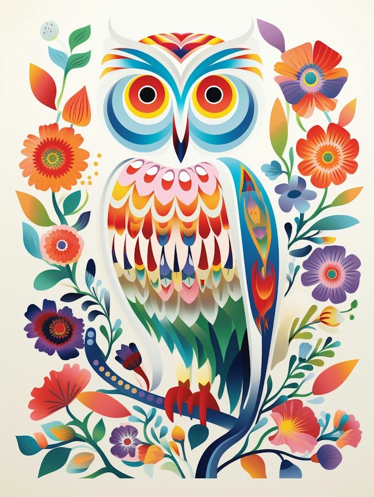 Scandinavian Bird Illustration Snowy Owl 1