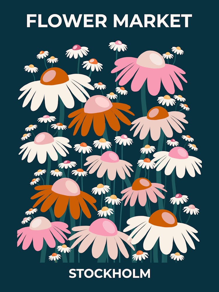 Flower Market Stockholm Navy Blue