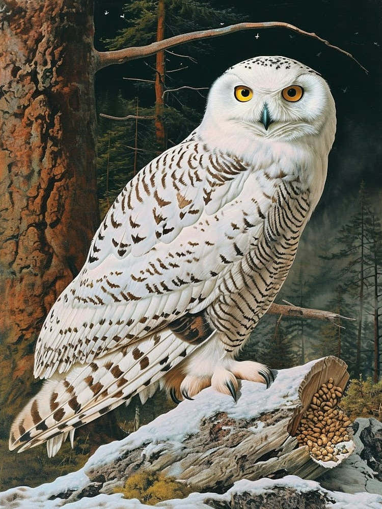 Snowy Owl Relief Illustration 2