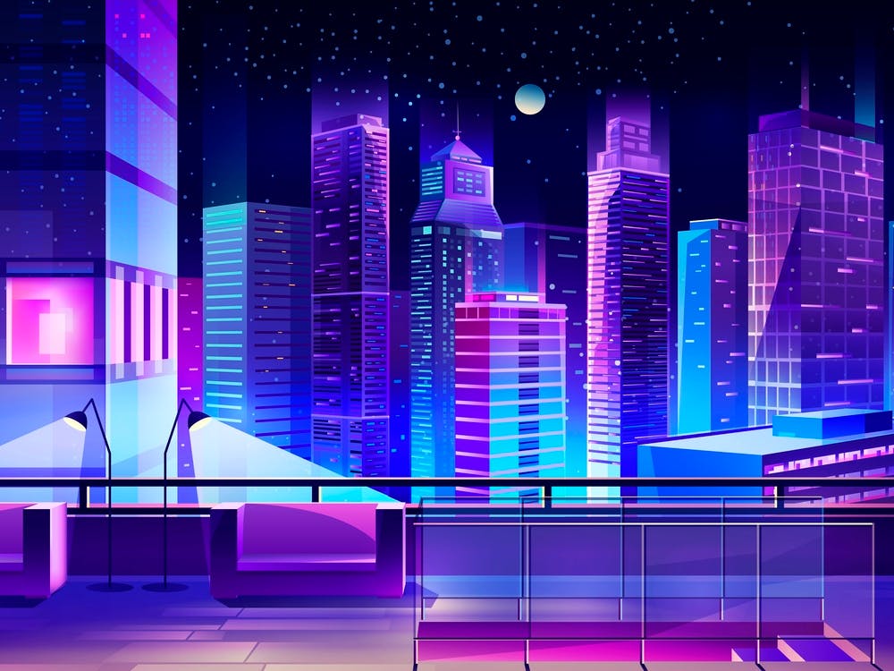 Cityscape At Night - Synthwave Neon City 3