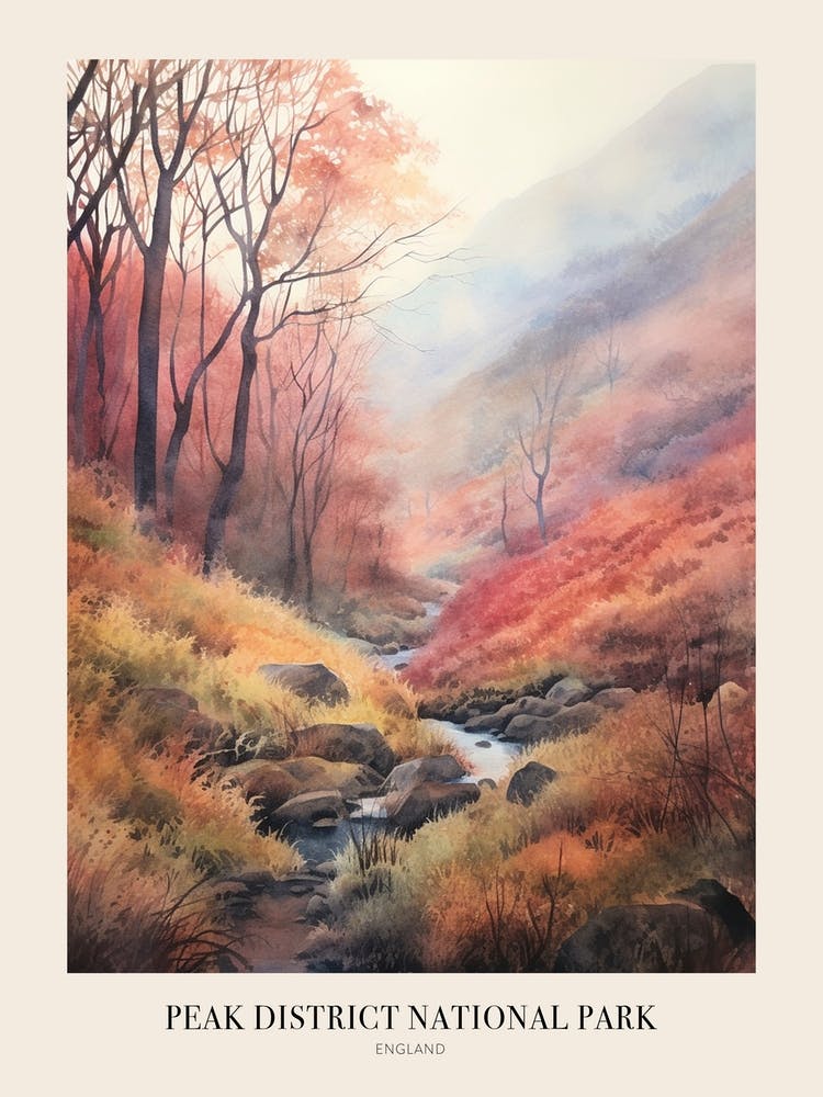 Peak District National Park Uk Trail Poster