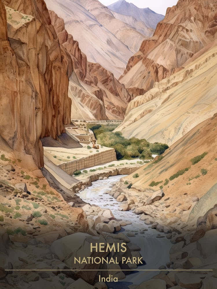 Hemis National Park India Watercolour 1