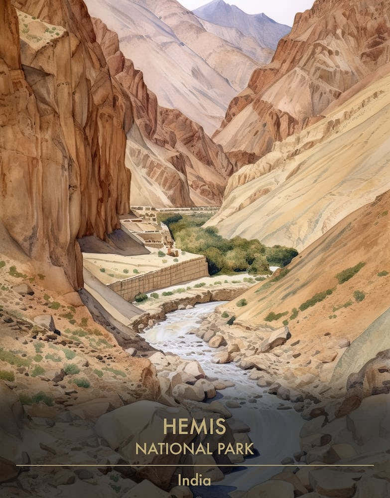 Hemis National Park India Watercolour 1