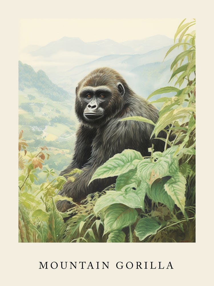 Beatrix Potter Inspired  Animal Watercolour Mountain Gorilla 1
