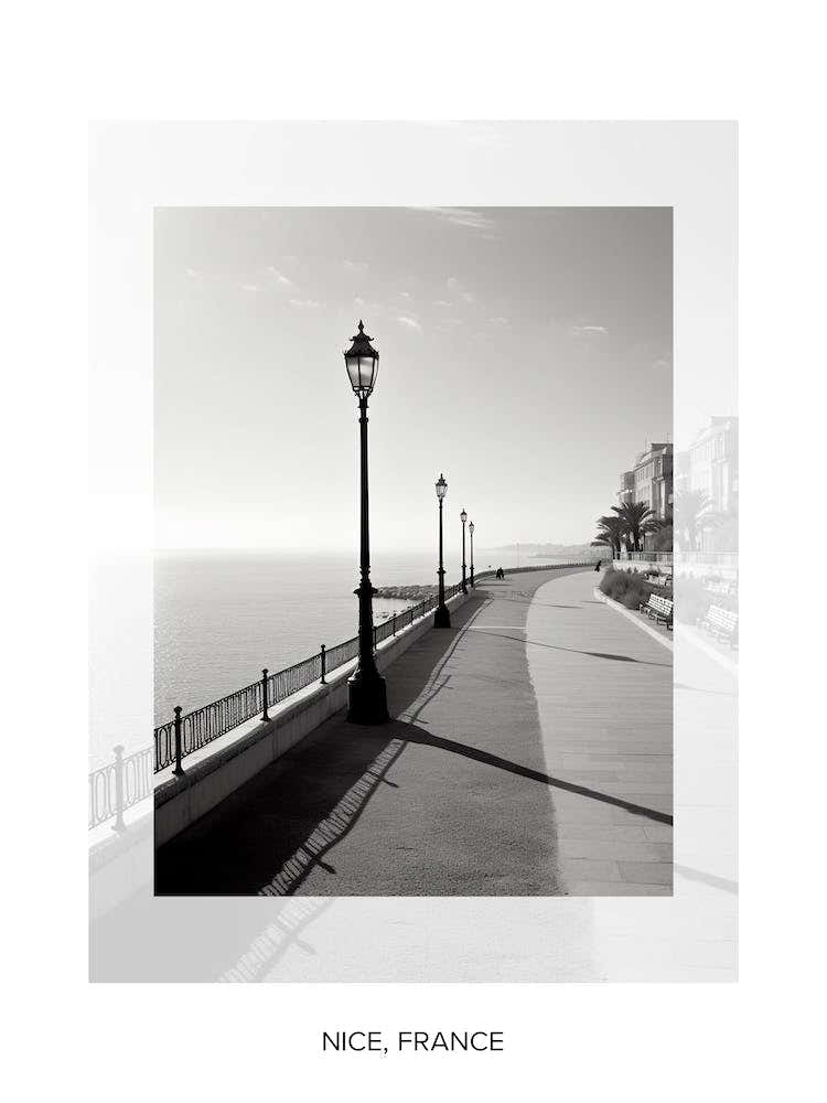 Poster Of Nice, France, Black And White Old Photo 4