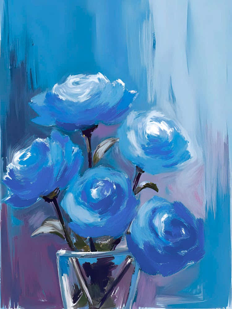 Blue Roses In A Vase