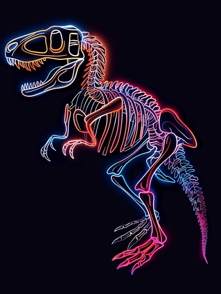 Minimalist Neon Dinosaur Skeleton 2