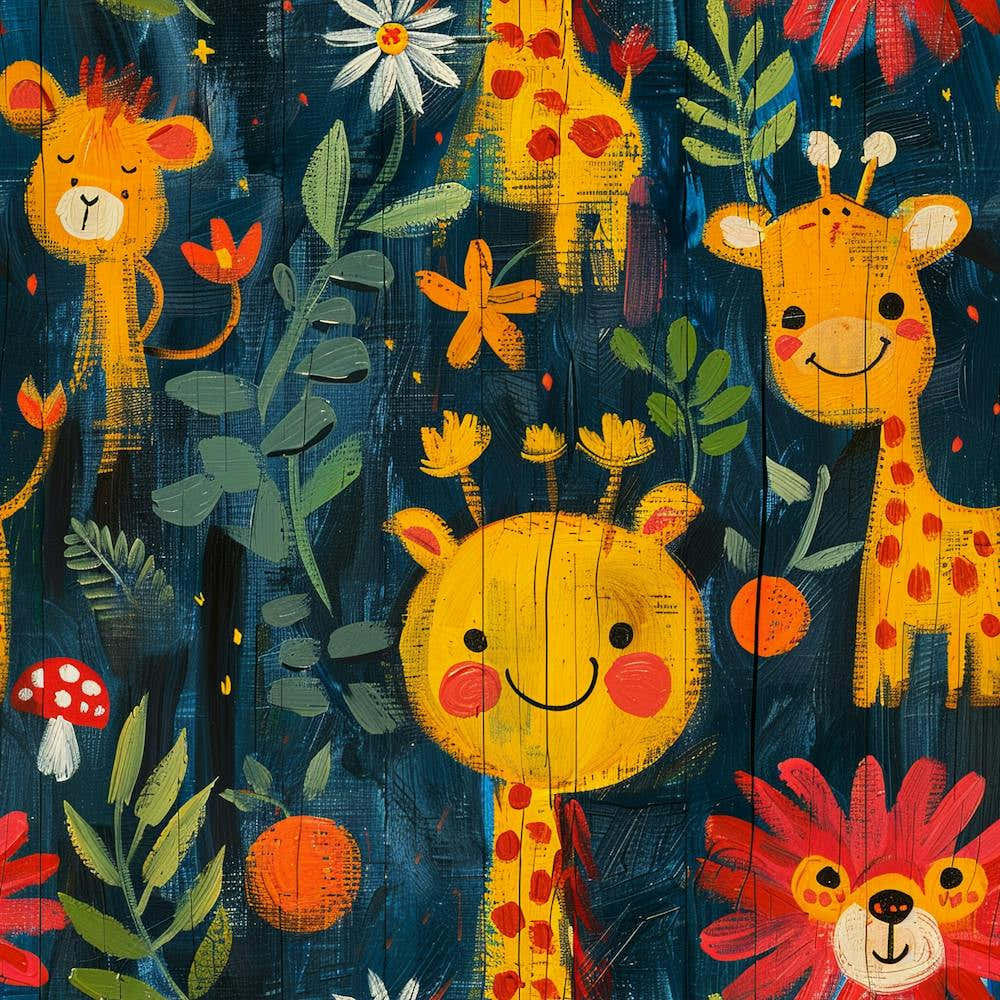 Giraffes And Flowers