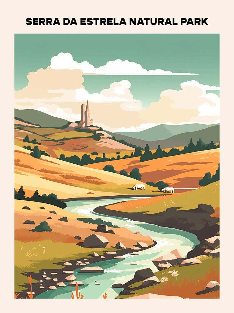 Serra Da Estrela Natural Park Midcentury Travel Poster