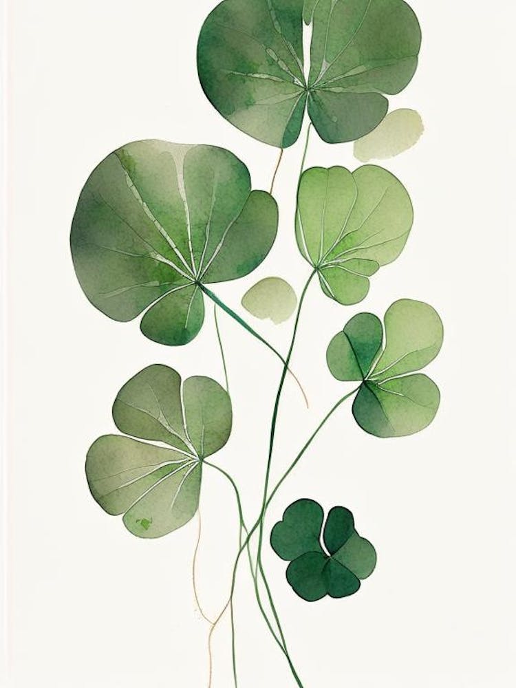 Wood Sorrel Leaf Minimalist Watercolour 2