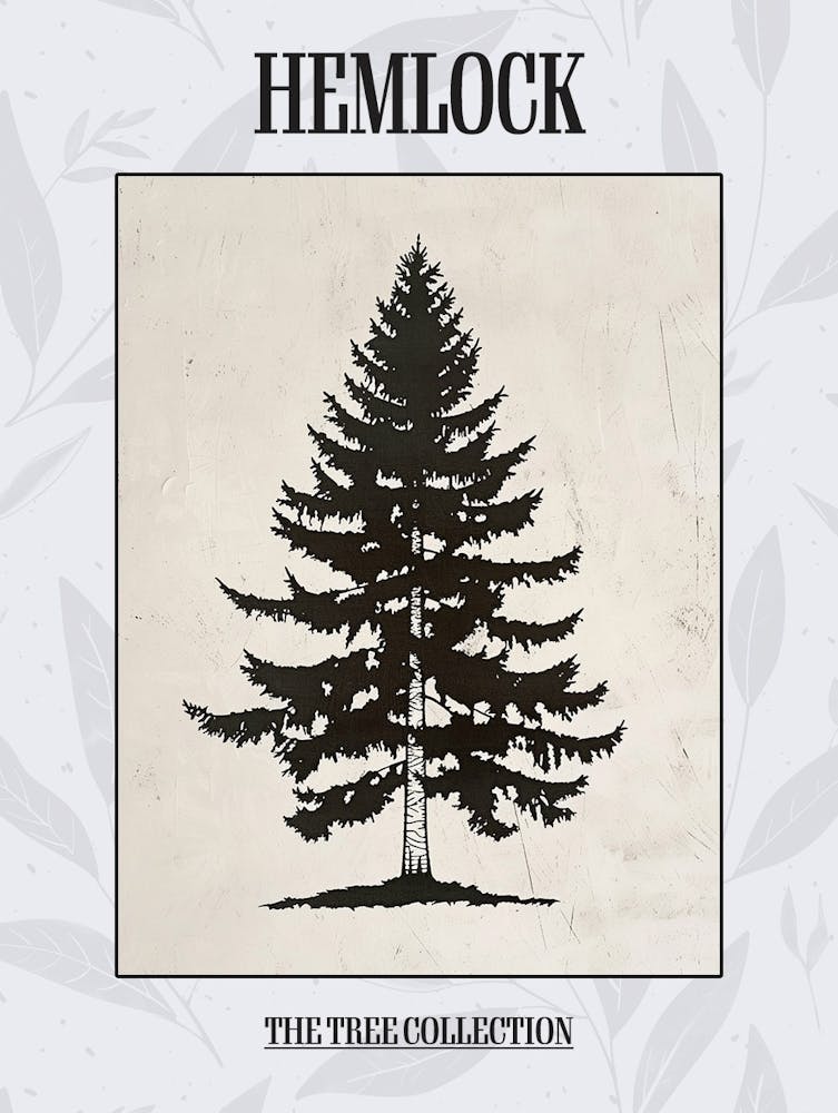 Hemlock Tree Simple Geometric Nature Stencil 2 Poster