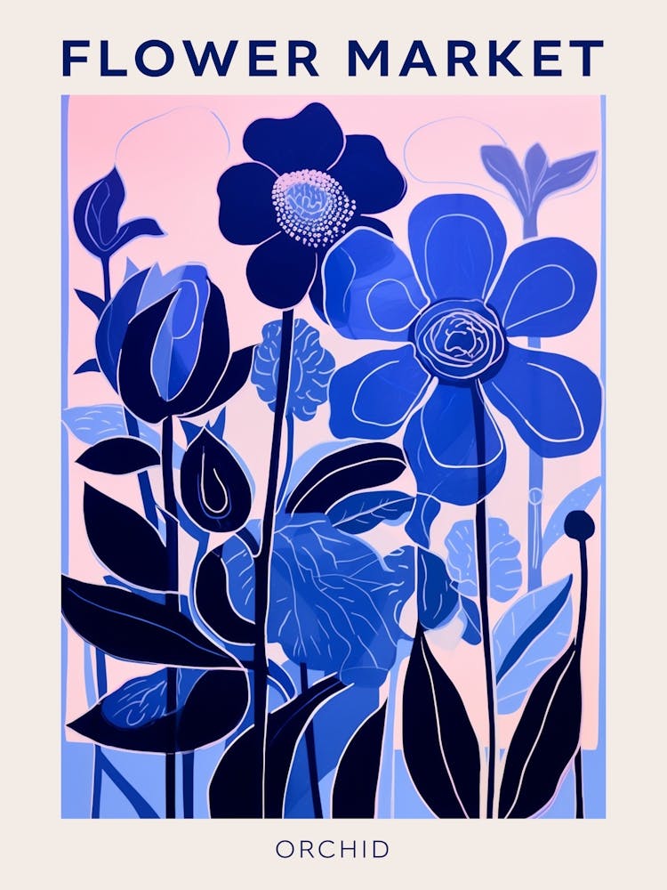 Blue Flower Market Poster Orchid 3