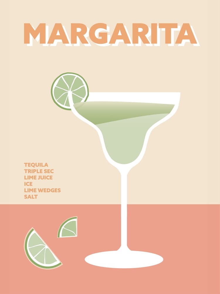 Margarita Cocktail Pink Colourful Drink Wall
