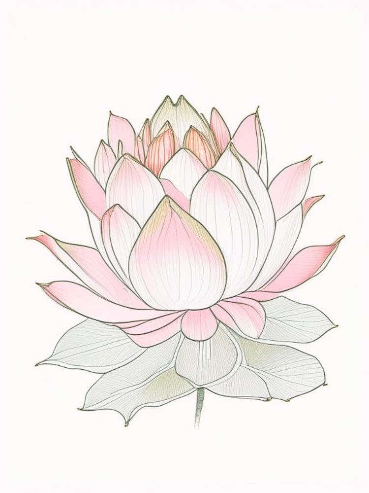 Lotus Flower Pattern Pencil Illustration 3