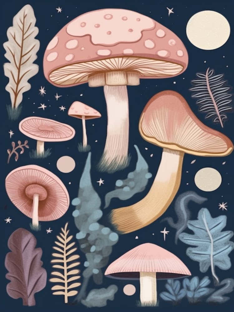 Magic Spring Mushrooms Illustration 9