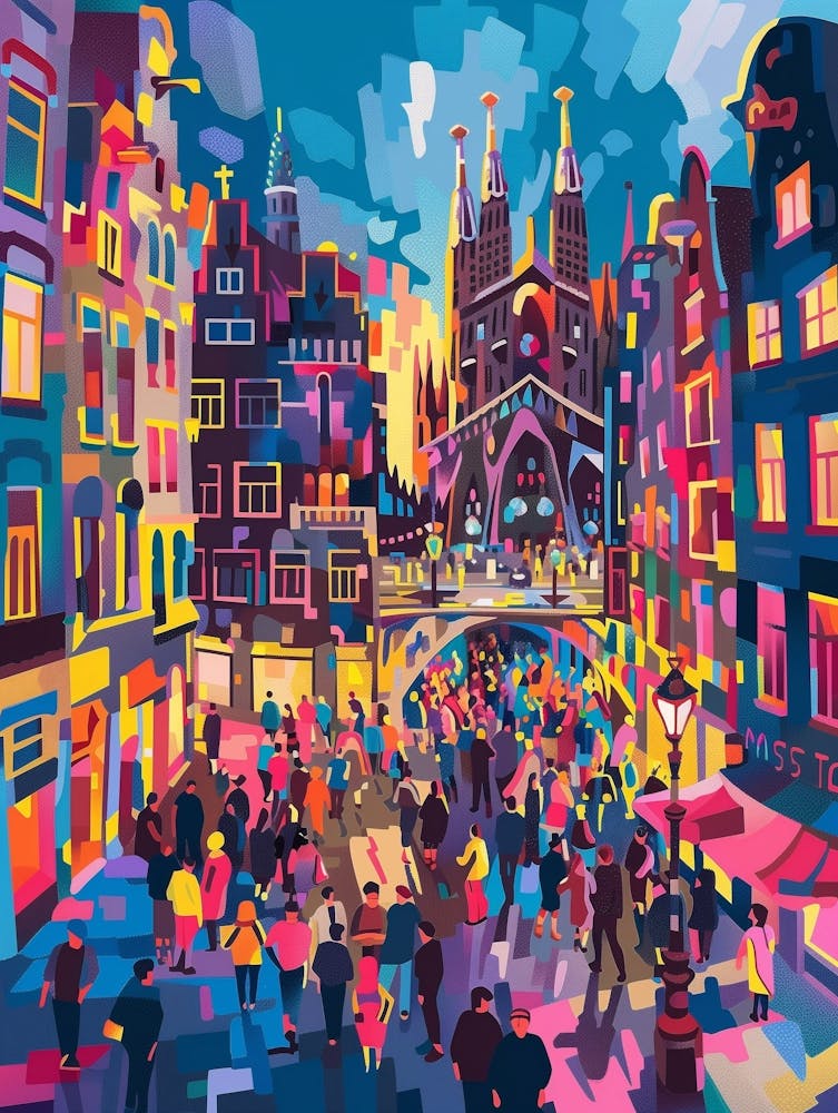 Barcelona At Night, Contemporary Art, Souvenir