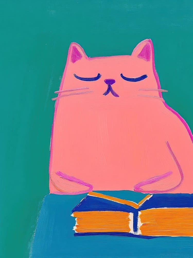 Cat Reading Book