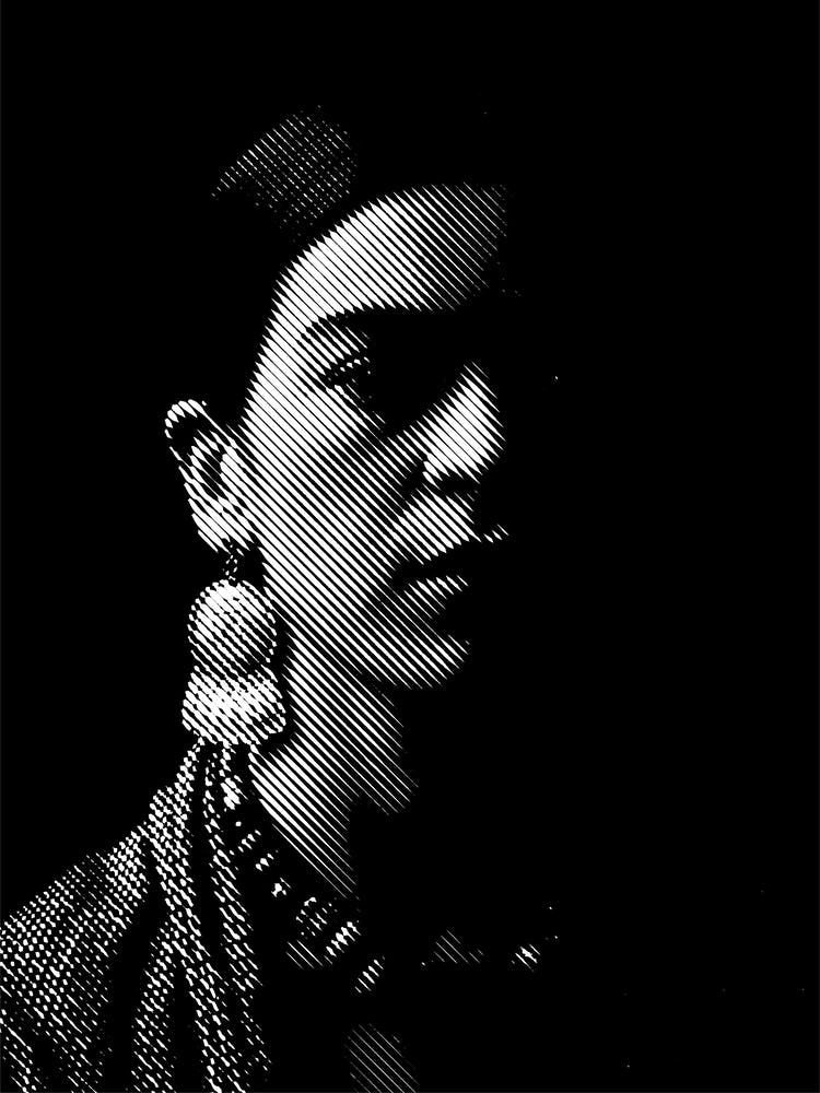Frida Kahlo BW Line Illustration