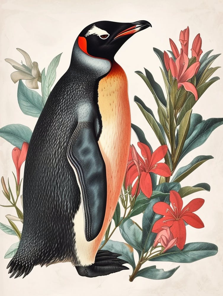 Adlie Penguin Robben Island Vintage Botanical Painting 3