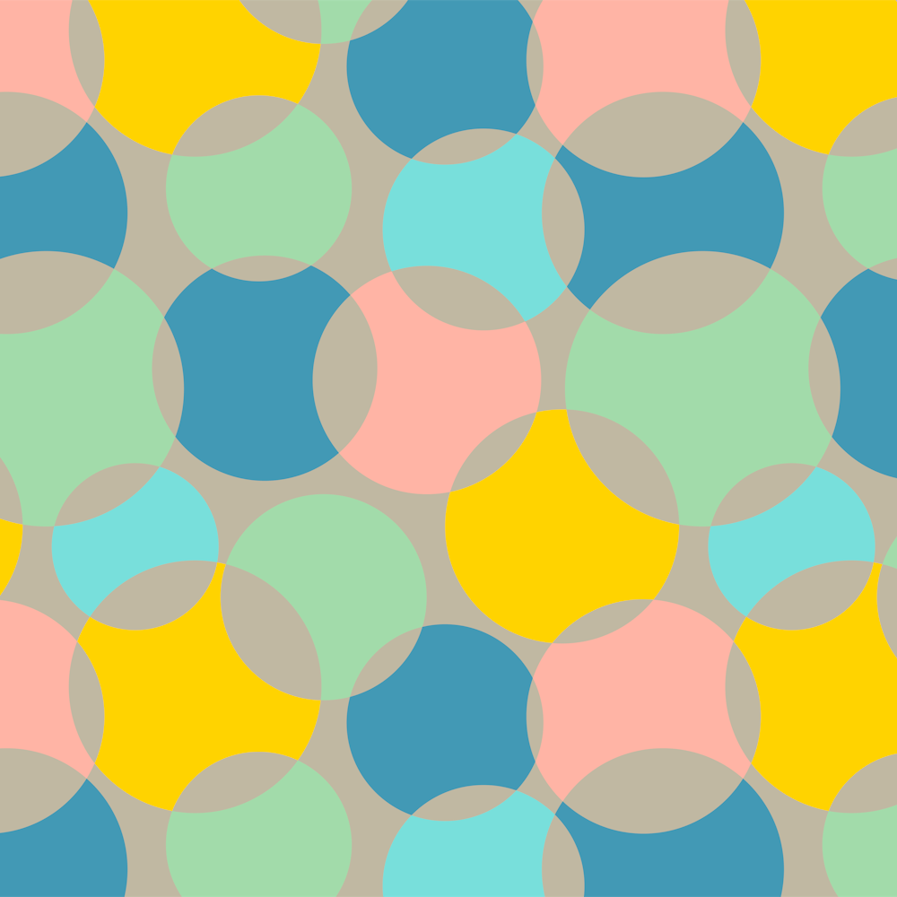 SOFT FOCUS Abstract Geometric Mid-Century Modern Retro Spots in Green Blue Pink Yellow on Gray
