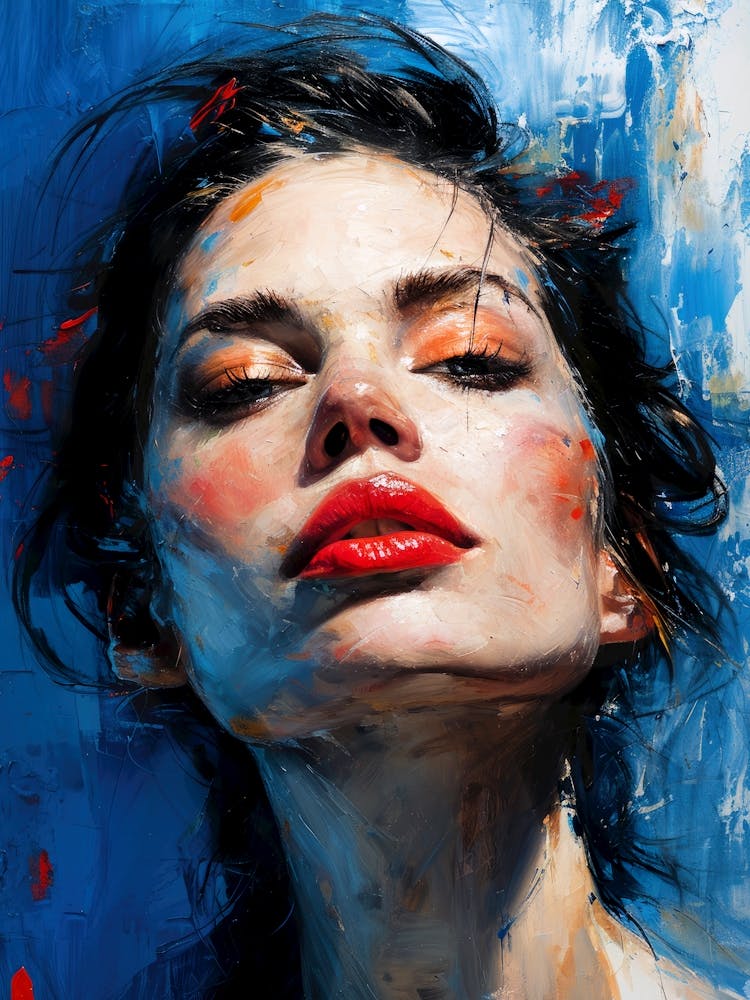 Woman With Red Lips painting