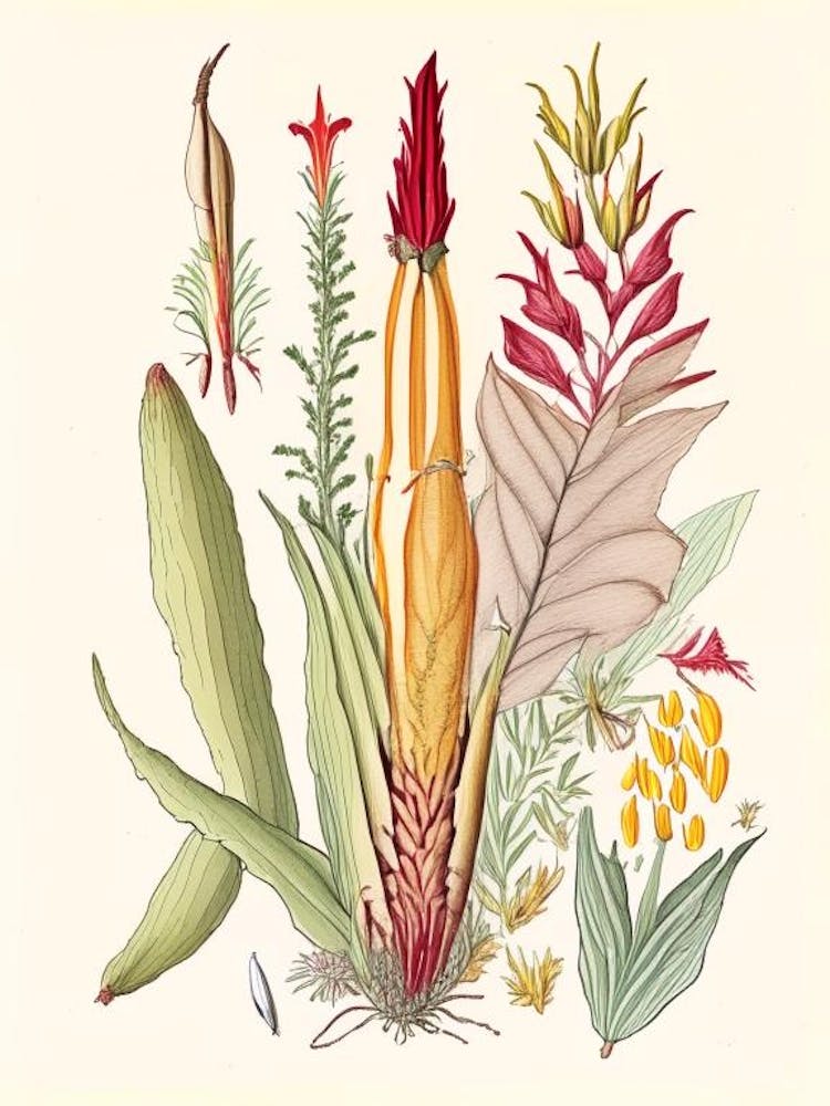 Helonias Root Spices And Herbs Pencil Illustration 3