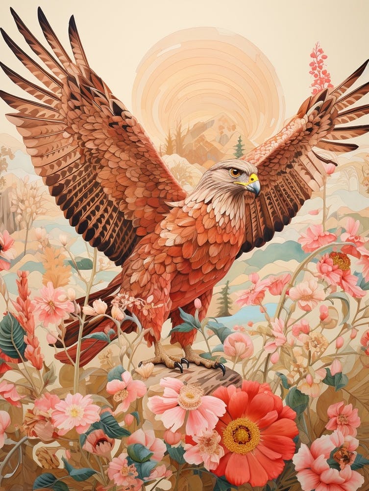 Red Tailed Hawk 1 Detailed Bird Painting