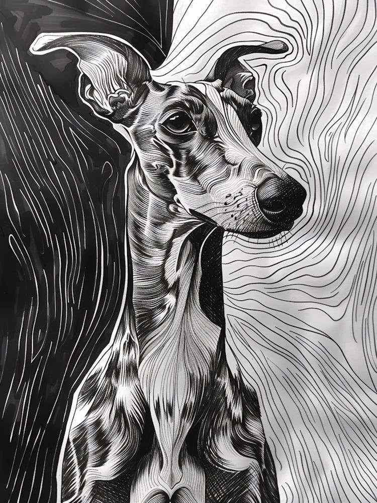 Whippet Dog Line Sketch 3