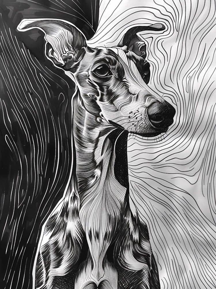 Whippet Dog Line Sketch 3
