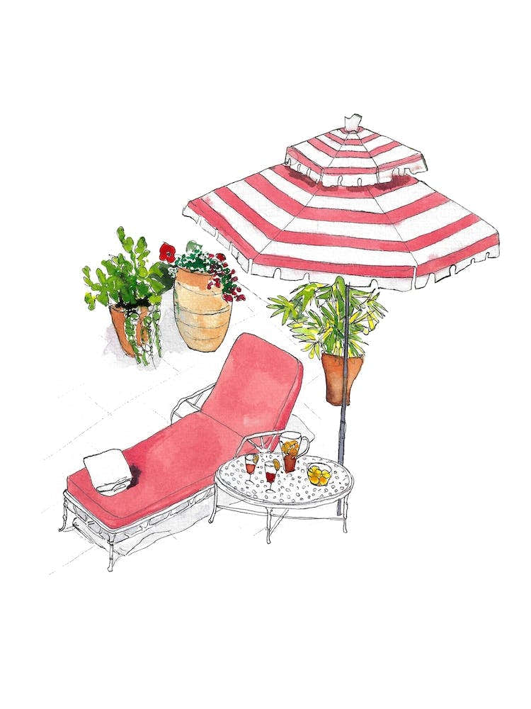 Sunlounger And Cocktail Red