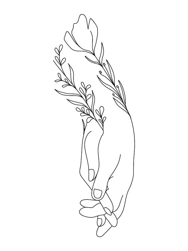 Couple hands line art