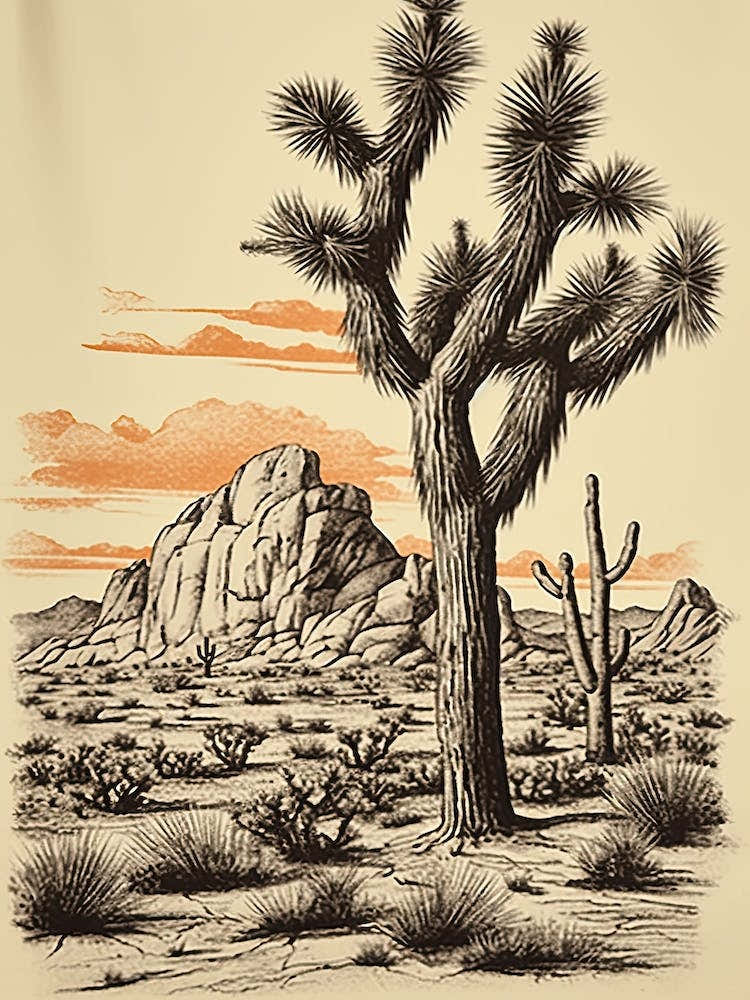 Joshua Tree National Park Retro Illustration 4